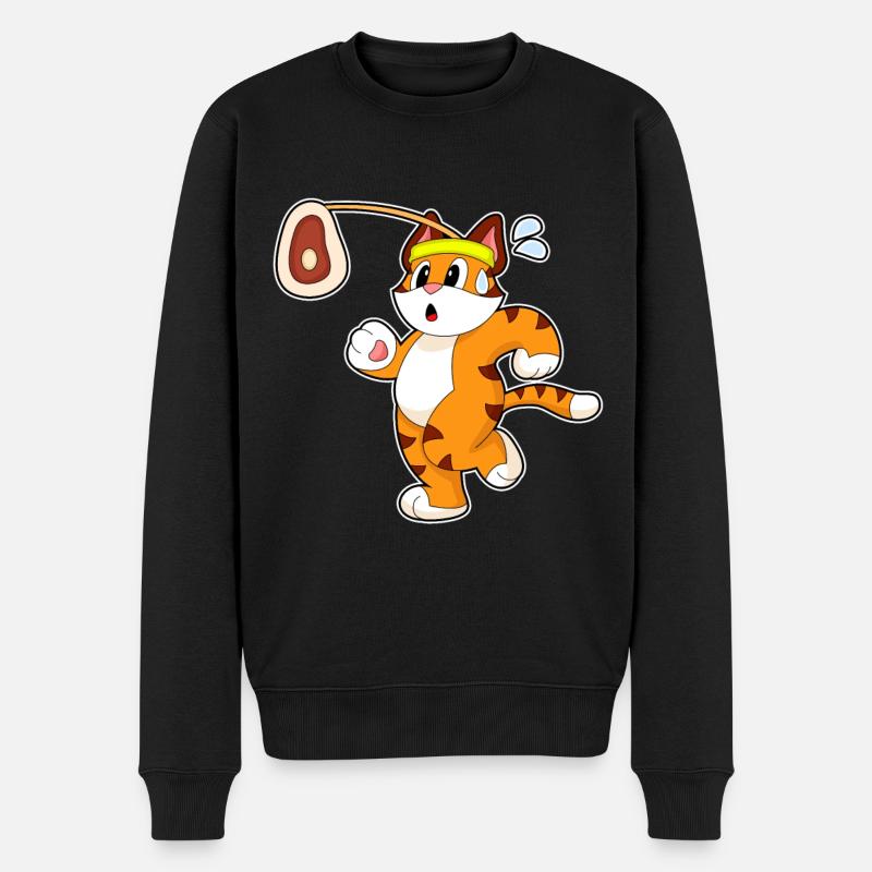 Tiger Fleisch - Männer Premium Bio Pullover - Schwarz