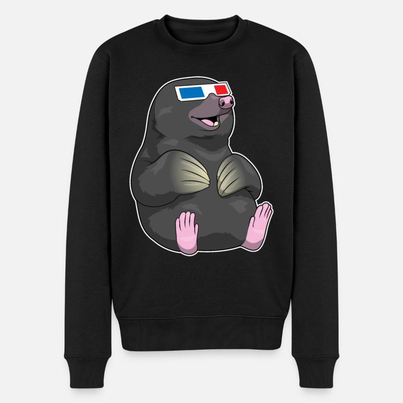 Maulwurf Brille - Männer Premium Bio Pullover - Schwarz