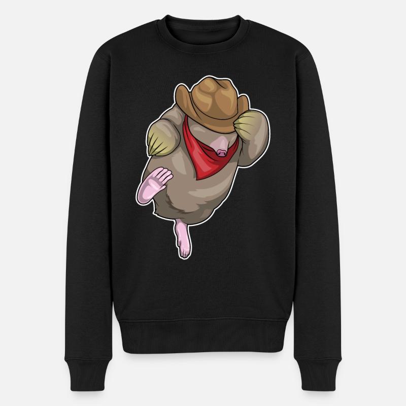 Maulwurf Cowboy Cowboyhut - Männer Premium Bio Pullover - Schwarz