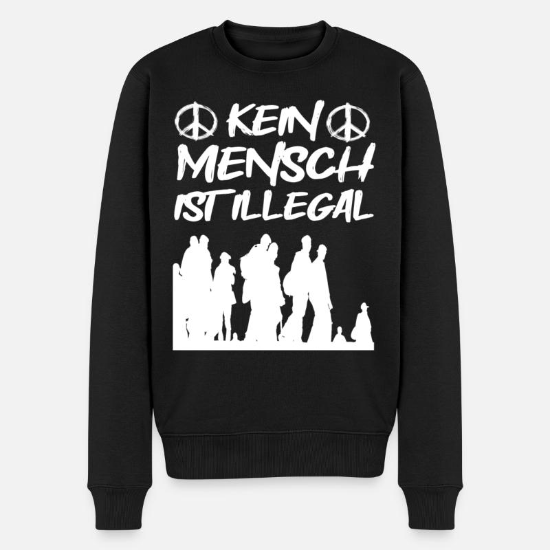 Kein Mensch ist Illegal! - Männer Premium Bio Pullover - Schwarz