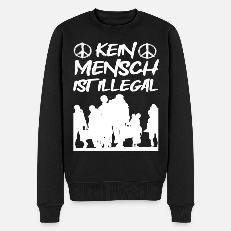 Kein Mensch ist Illegal - Männer Premium Bio Pullover - Schwarz