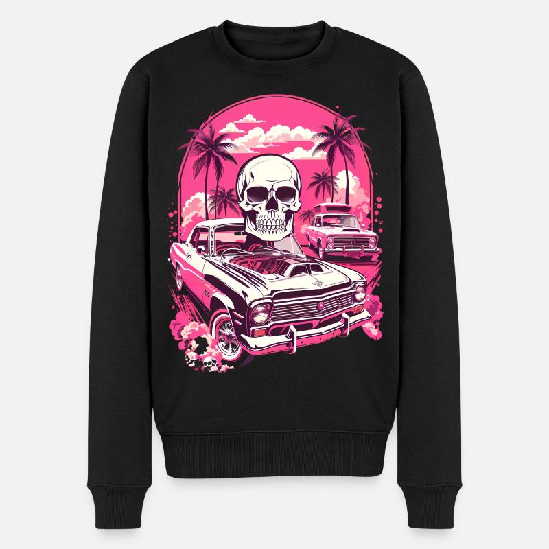 Classic Car und Totenkopf - Männer Premium Bio Pullover - Schwarz