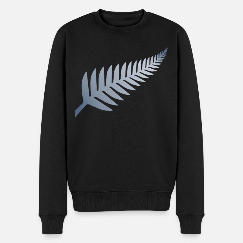 Neuseeländischer Silberfarn - Männer Premium Bio Pullover - Schwarz