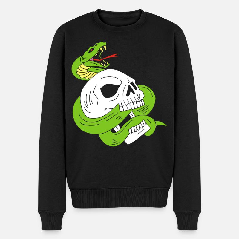 Der Schädel und die Schlange - Männer Premium Bio Pullover - Schwarz
