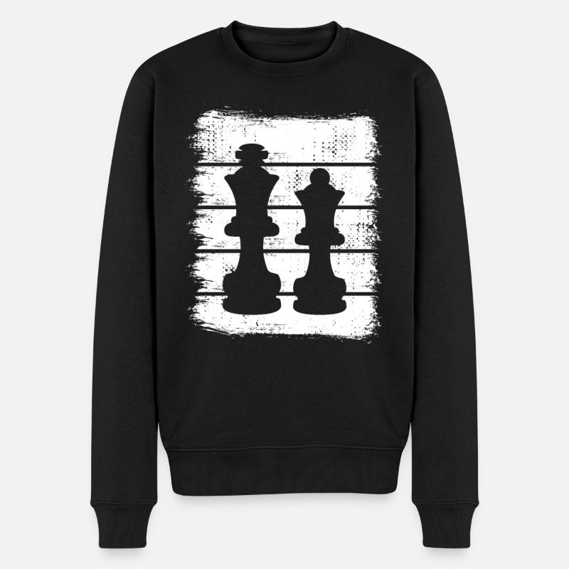 Schachfiguren Zeichnung - Männer Premium Bio Pullover - Schwarz