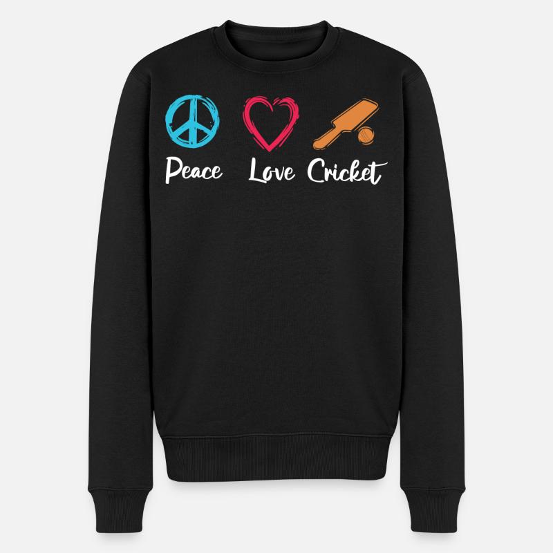 Frieden Liebe Cricket - Männer Premium Bio Pullover - Schwarz