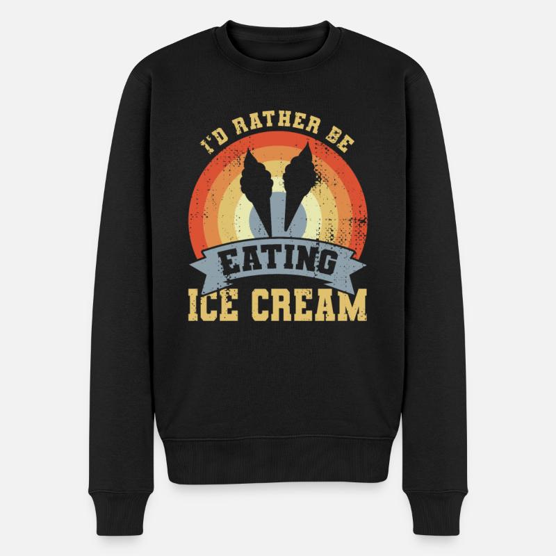 Eis essen - Männer Premium Bio Pullover - Schwarz