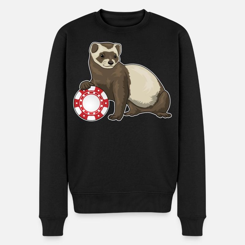 Frettchen Poker Pokerchips - Männer Premium Bio Pullover - Schwarz