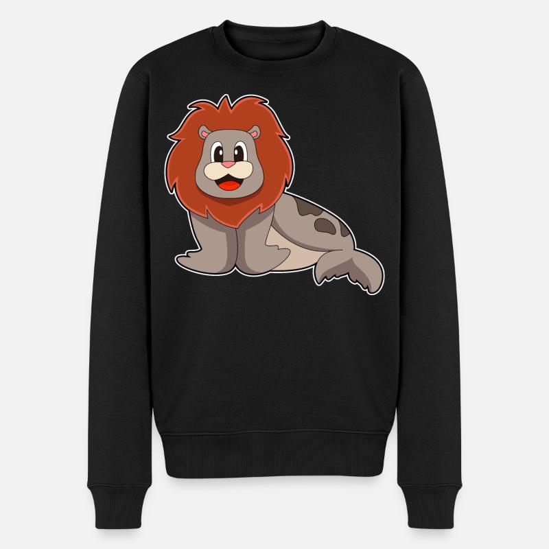 Seehund Löwe - Männer Premium Bio Pullover - Schwarz
