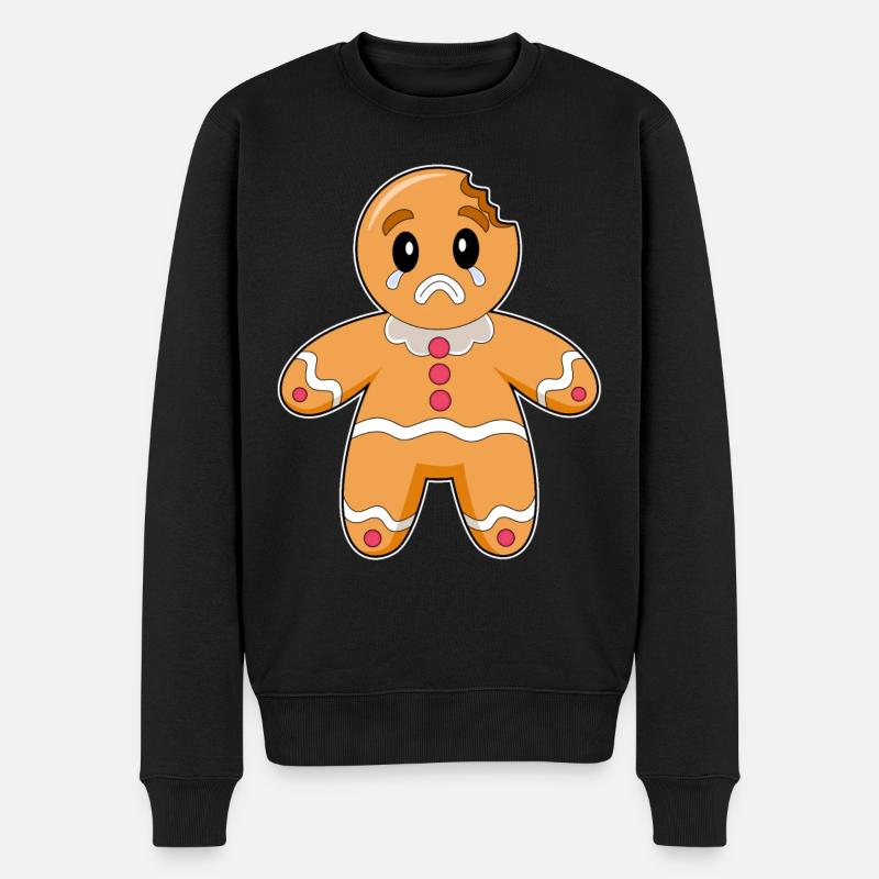 Lebkuchenmann Weihnachten - Männer Premium Bio Pullover - Schwarz