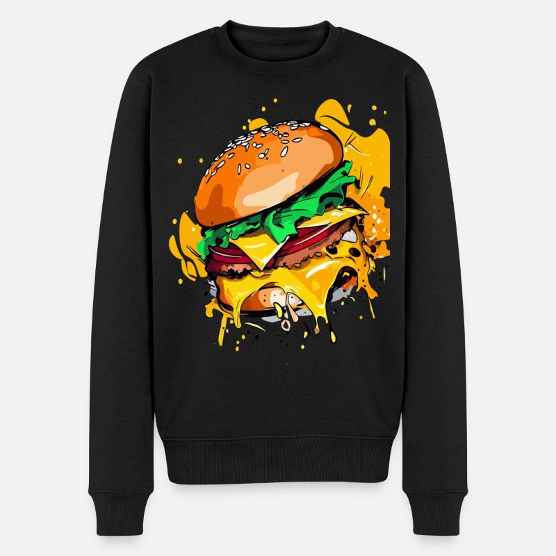 Extra Käse Burger Cheeseburge - Männer Premium Bio Pullover - Schwarz