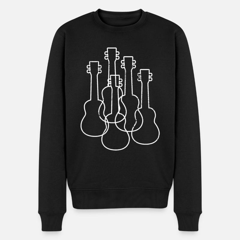 Ukulele Zeichnung - Männer Premium Bio Pullover - Schwarz