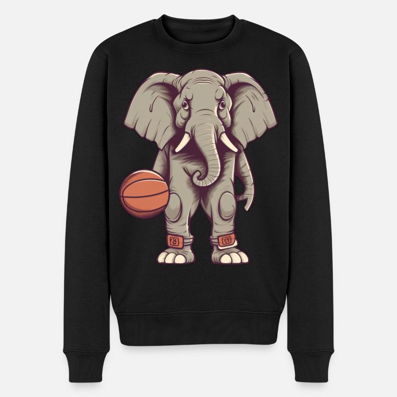 Éléphant de basket-ball - Pull Premium bio Homme - noir