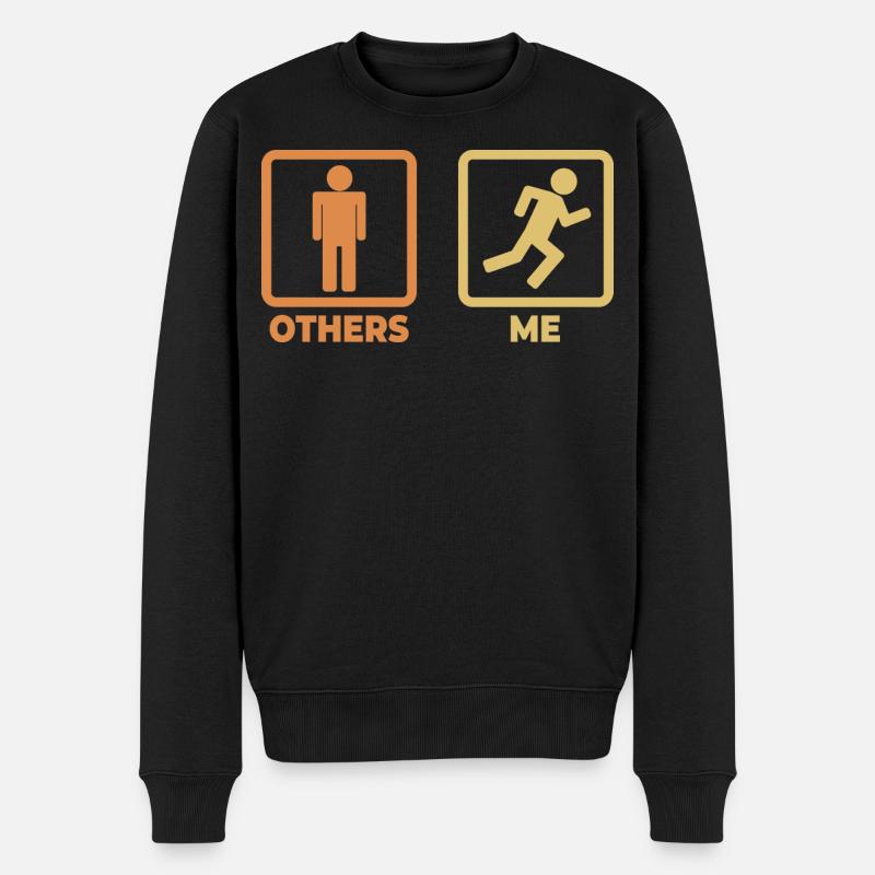 Läufer Strichfiguren - Männer Premium Bio Pullover - Schwarz