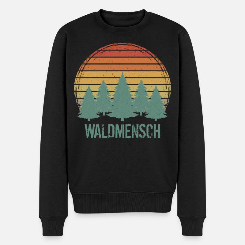 Waldmensch Wald Mensch - Männer Premium Bio Pullover - Schwarz