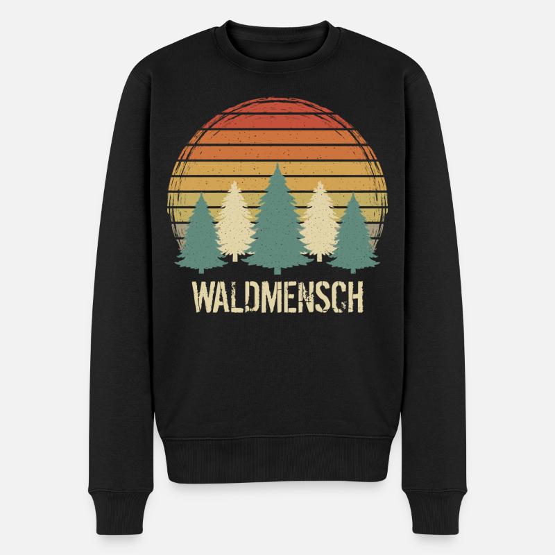 Waldmensch - Männer Premium Bio Pullover - Schwarz