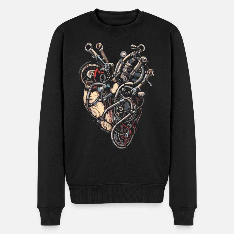 Mécanique Machines Coeur - Pull Premium bio Homme - noir