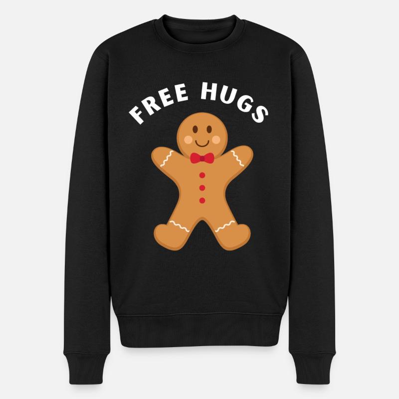 Lebkuchen gibt kostenlose Umarmungen - Männer Premium Bio Pullover - Schwarz