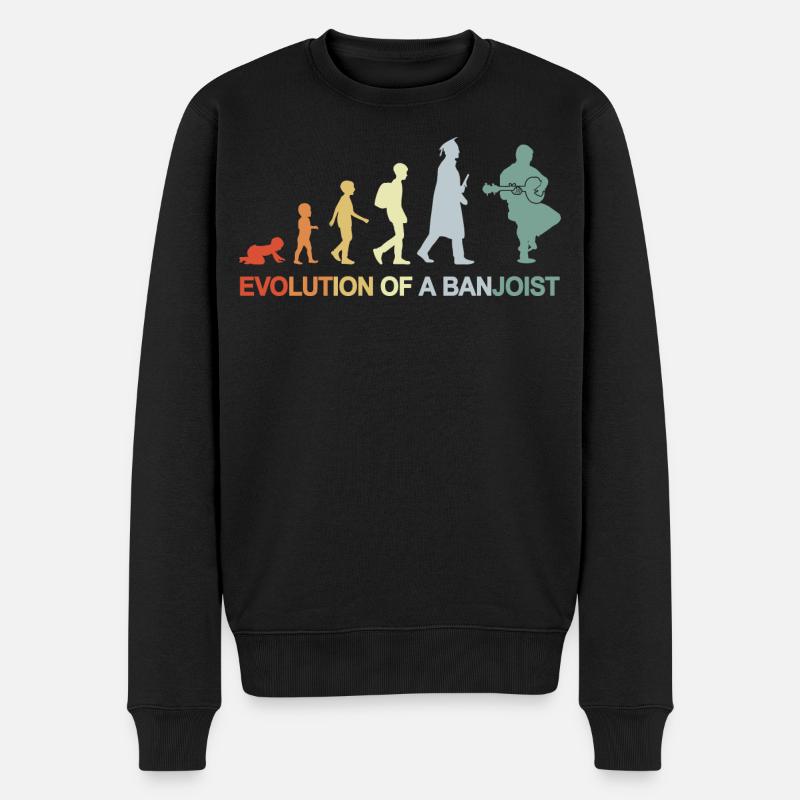Banjospieler Evolution - Männer Premium Bio Pullover - Schwarz
