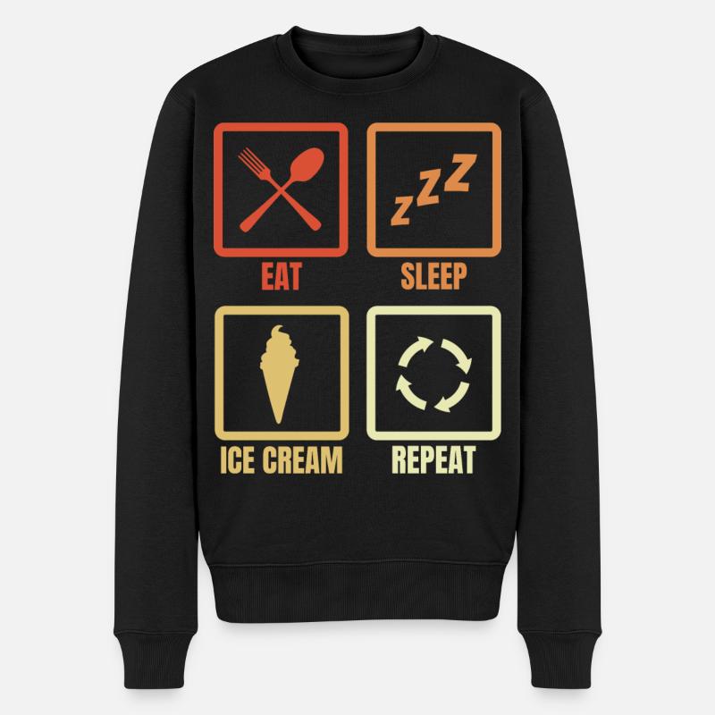 Eat Sleep Ice Cream Repeat - Männer Premium Bio Pullover - Schwarz