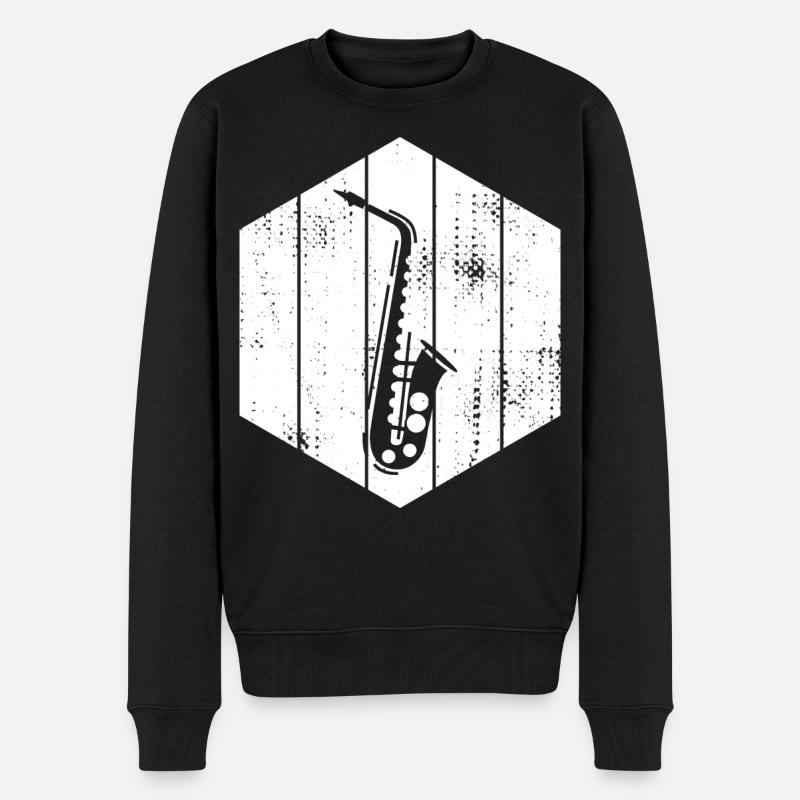 Saxophon Zeichnung - Männer Premium Bio Pullover - Schwarz