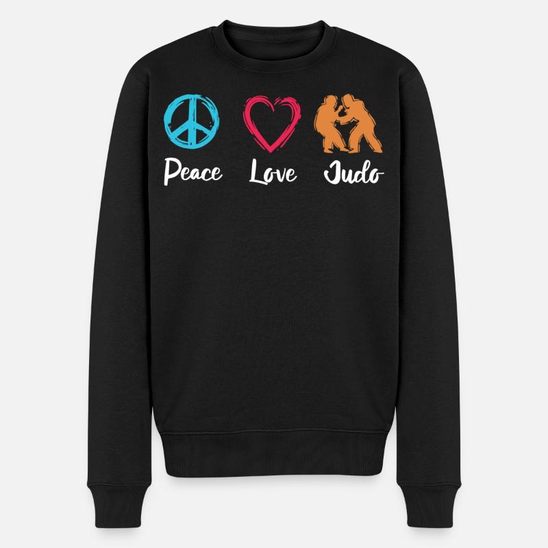 Frieden Liebe Judo - Männer Premium Bio Pullover - Schwarz