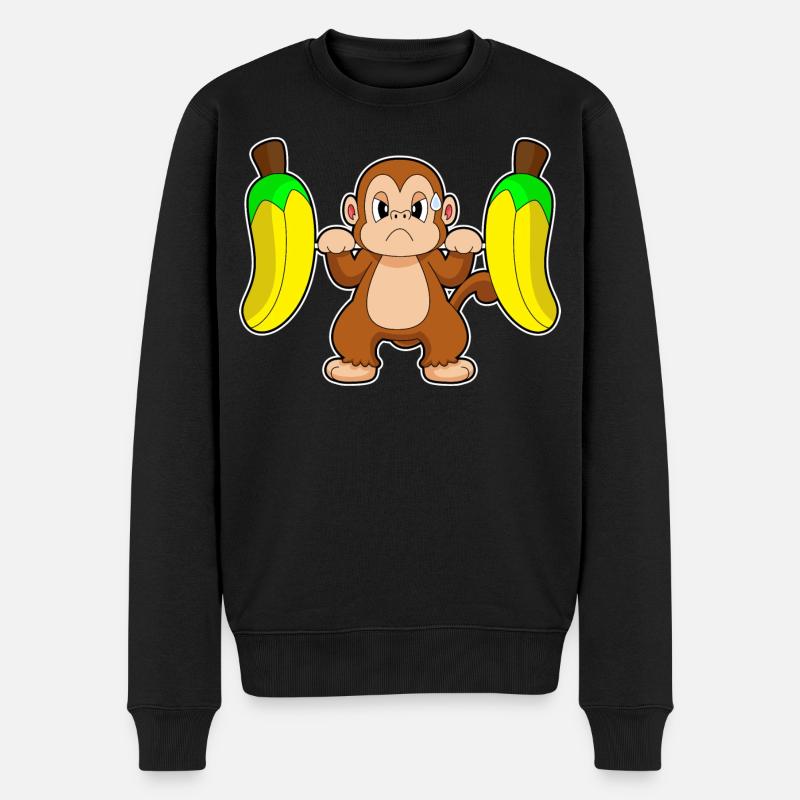 Affe Banane Bodybuilding Hantel - Männer Premium Bio Pullover - Schwarz
