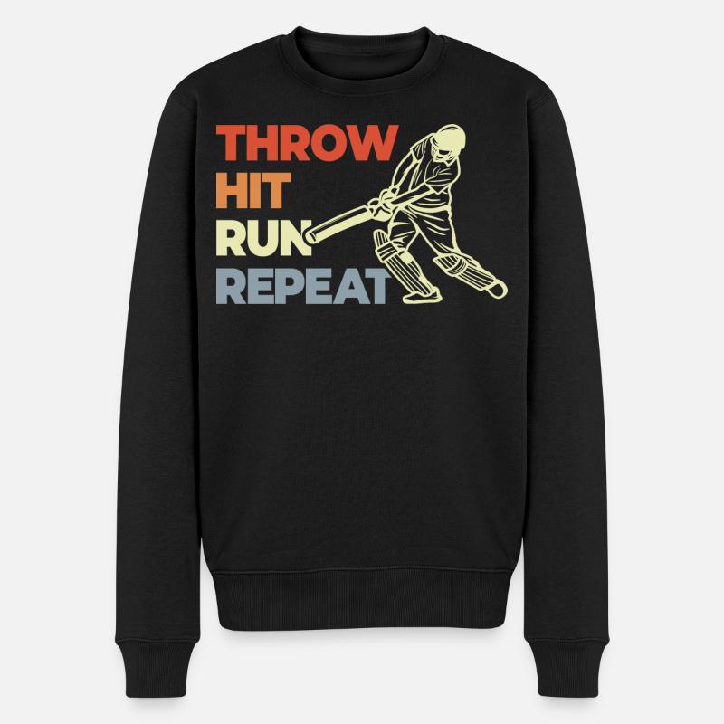 Throw Hit Run Repeat - Männer Premium Bio Pullover - Schwarz