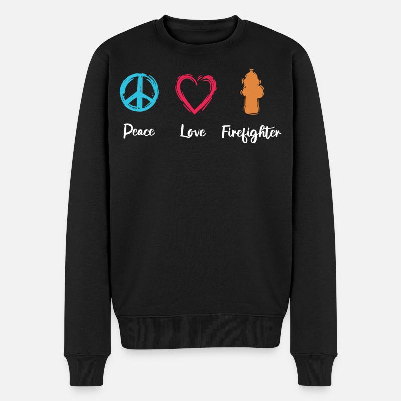 Pompier Peace Love - Pull Premium bio Homme - noir