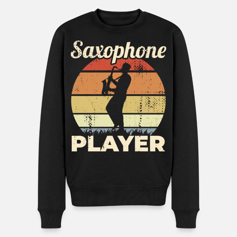 Lustiger Saxophonist - Männer Premium Bio Pullover - Schwarz