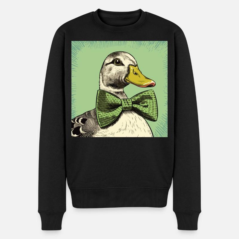 Canard avec nœud papillon - Pull Premium bio Homme - noir