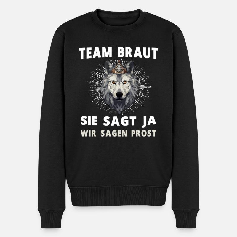 Hochzeit Junggesellenabschied Wolf Braut Bräutigam - Männer Premium Bio Pullover - Schwarz