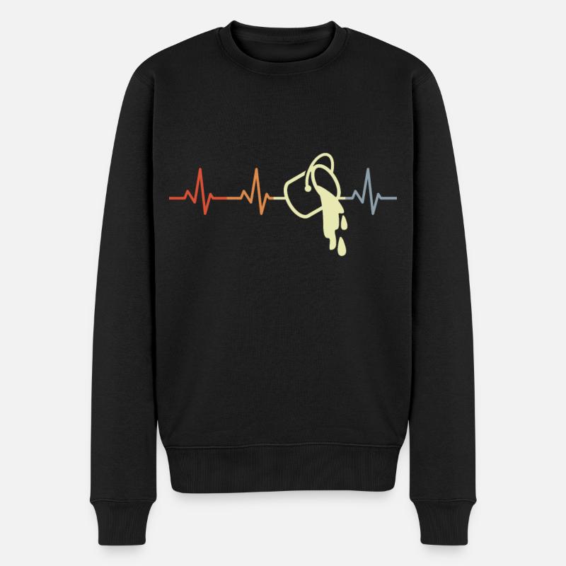 Farbeimer Herzzschlag - Männer Premium Bio Pullover - Schwarz