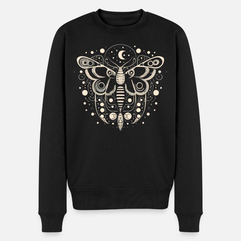 Celestial Moth - Männer Premium Bio Pullover - Schwarz