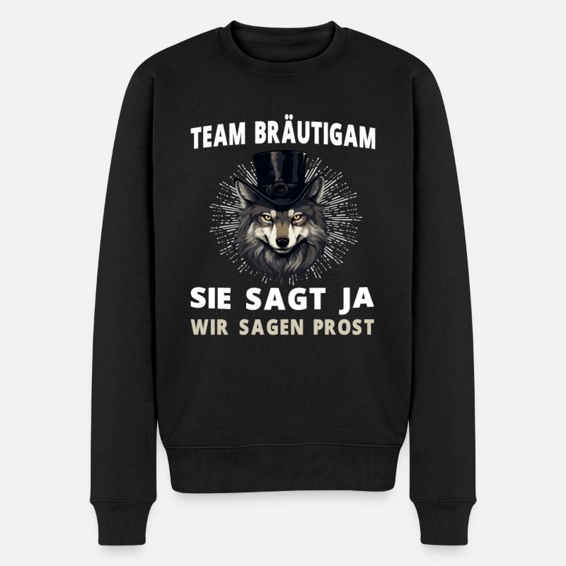 Junggesellenabschied Hochzeit Bräutigam Wolf - Männer Premium Bio Pullover - Schwarz