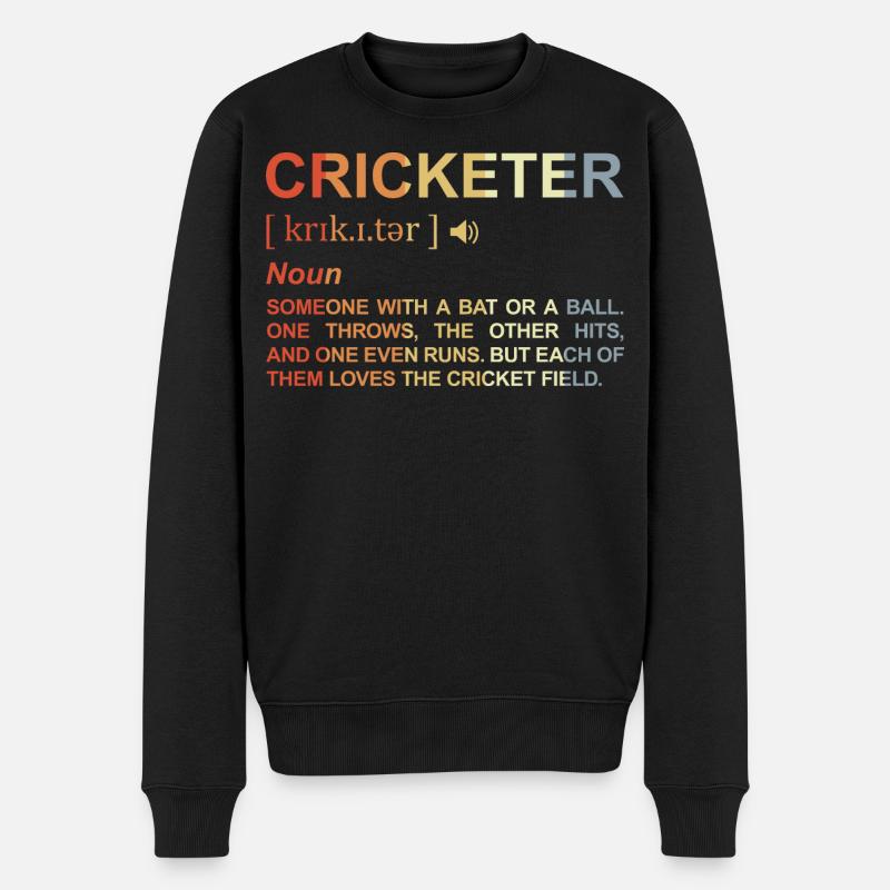 Kricketspieler Wörterbuch - Männer Premium Bio Pullover - Schwarz