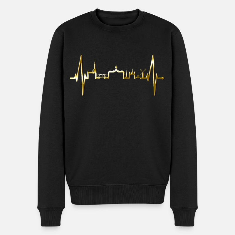 Amsterdam Skyline Pays-Bas Heartbeat Holland - Pull Premium bio Homme - noir