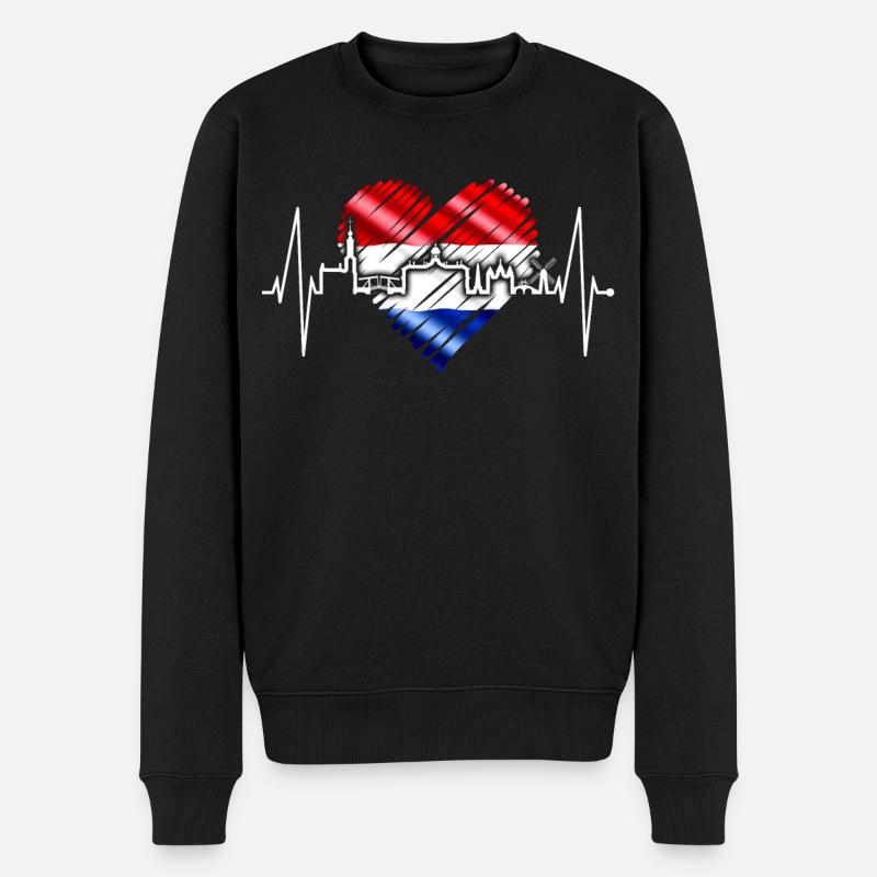 Amsterdam Skyline Pays-Bas Heartbeat Holland - Pull Premium bio Homme - noir