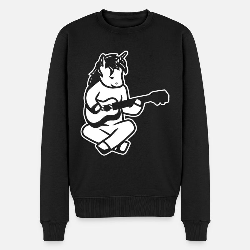 Einhorn Ukulelist - Männer Premium Bio Pullover - Schwarz