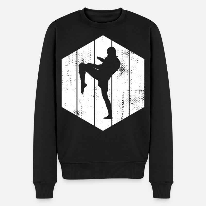 Kickboxer Zeichnung - Männer Premium Bio Pullover - Schwarz