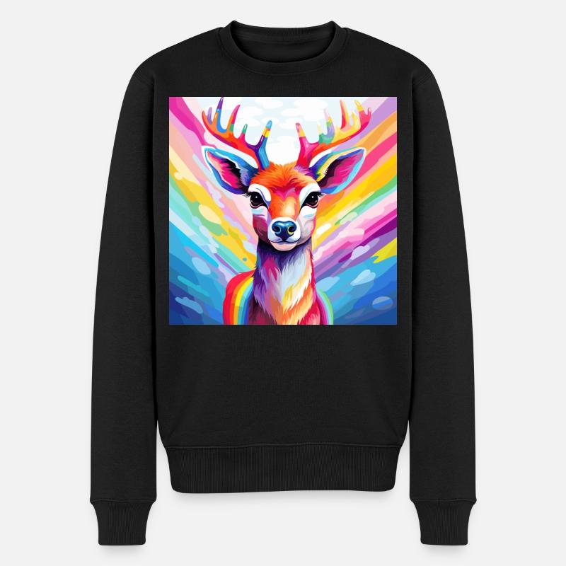 Pride Reindeer - Männer Premium Bio Pullover - Schwarz