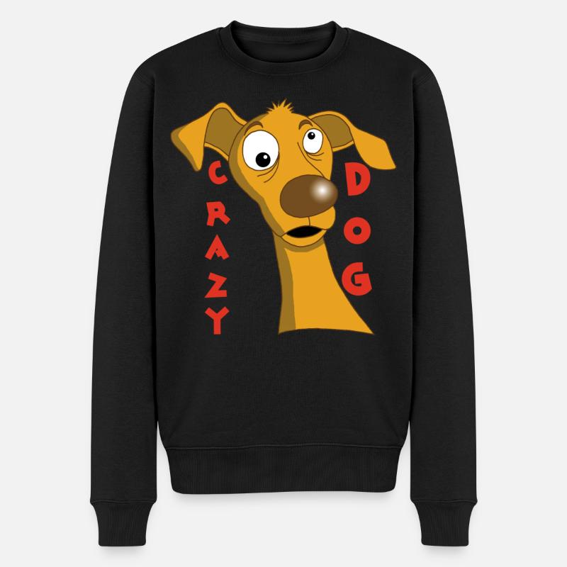 Verrückter Hund - Männer Premium Bio Pullover - Schwarz