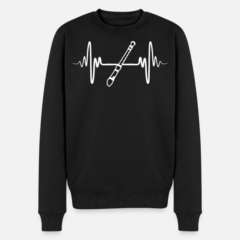 Flöte Skizze - Männer Premium Bio Pullover - Schwarz