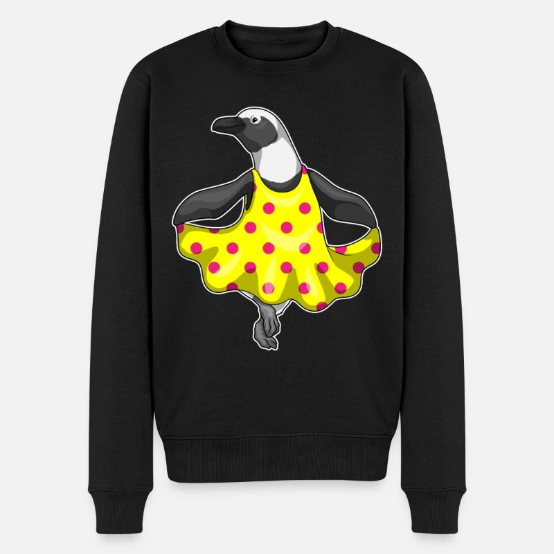 Pinguin Polka Dots Kleid - Männer Premium Bio Pullover - Schwarz
