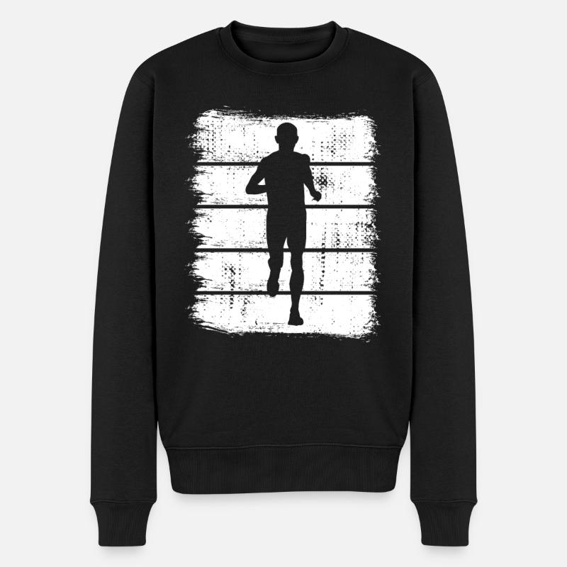 Dessin de coureur drôle - Pull Premium bio Homme - noir