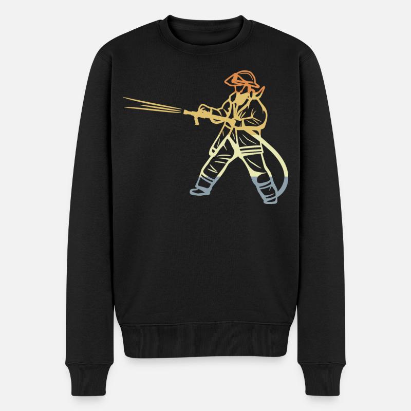 Vintage Feuerwehrmann Skizze - Männer Premium Bio Pullover - Schwarz