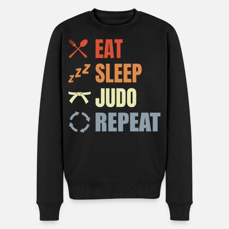 Lustige Judo Routine - Männer Premium Bio Pullover - Schwarz