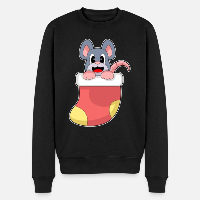 Maus Weihnachten Weihnachtssocken - Männer Premium Bio Pullover - Schwarz