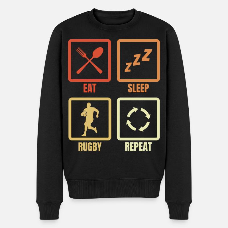 Eat Sleep Rugby Répéter - Pull Premium bio Homme - noir
