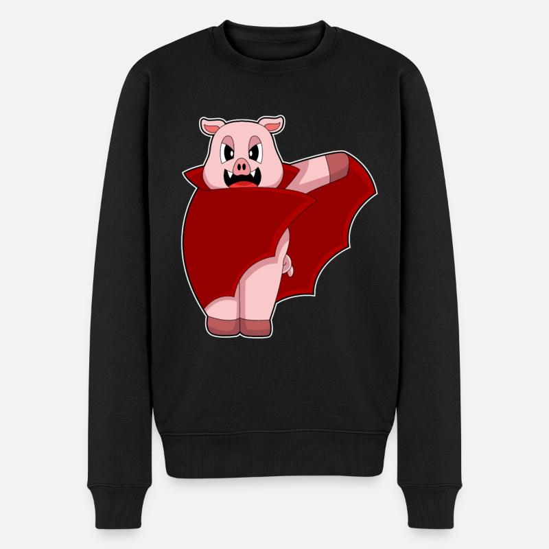 Cochon Halloween Bat - Pull Premium bio Homme - noir